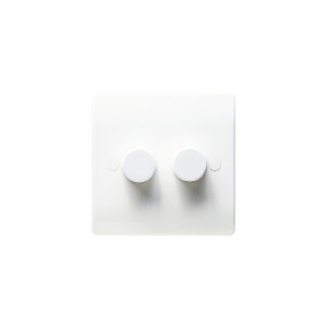 Thrion DIMSL2G Push on / off Double gang 400W Dimmer Switch White