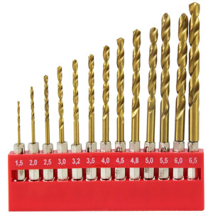 Dekton DT80216 13 Piece 1/4 Inch Shank HSS Drill Bit Set 1.5mm-6.5mm