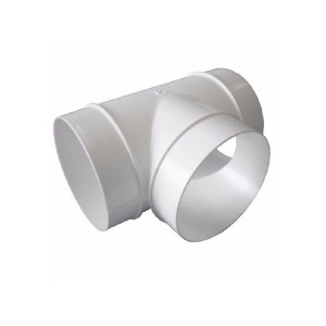 Verplas RD4T Round Equal T Piece For 100mm Ducting System White Pvc Rigid Pipe