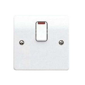 MK Electric Double Pole Switch White 20amp Flush Flex Outlet with Neon K5423WHI