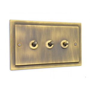 3 Gang Int Toggle (Mk) Antique Brass T91.3421.AB