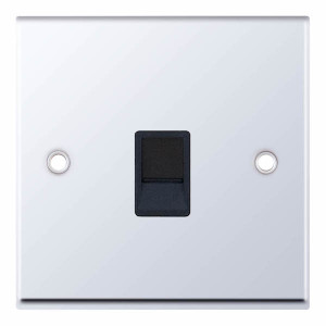 Selectric 1 Gang Rj11 Data Socket in Polished Chrome with Black Insert, 7MPRO, 7MPRO-544