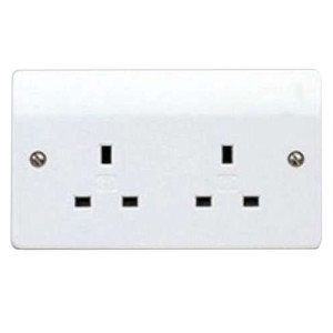 MK Electric Socket Outlet White 2-Gang Dual Earth Terminal 86 x 146mm K781WHI