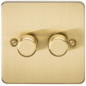 KNIGHTSBRIDGE FLAT PLATE 3G 2 WAY DIMMER 60-400W - BRUSHED BRASS, FP2163BB