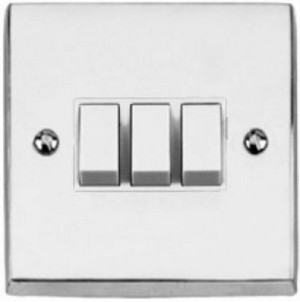 CR993 3 Gang 2 Way Polished Chrome Plate Rocker Switches Accessory
