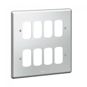 MK MKK3498ALM High Quality Grid Plus 8 Gang Grid Front Plate Metal Clad