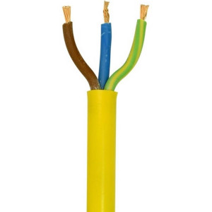 3183A 1.5mm2 Yellow 3 Core Arctic Flexible Cable, 16 Amps, 1m