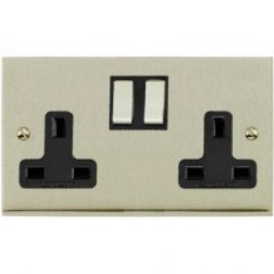 Double 13A Socket Satin Nickel R05.850.SNBK
