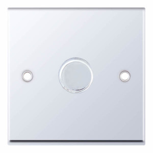 Selectric 1 Gang 2 Way 1000W Dimmers Push On / Off in Polished Chrome with White Insert, 7MPRO, 7MPRO-312