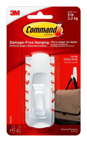 Command 17003 3M Adhesive Hook Large White with Two Adhesive Strips