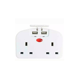 PIFCO TRA3USB UK To Europe Travel Adapter 2 Wall Sockets With 2x Usb Ports