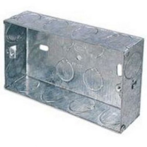 SB628 47mm Twin Shaver Socket/Cooker Galvanised Metal Mounted Back Box