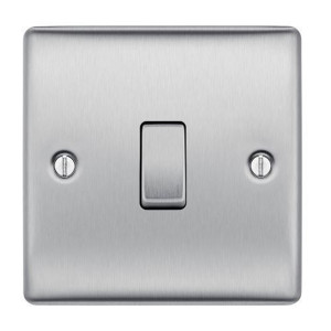 BG Nexus NBS12 Brushed Steel Single Switch 2 Way Metal Light Switch Plate