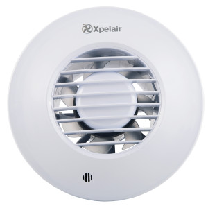 Xpelair XPDX100PR Simply Silent DX100 4"/100mm Round Bathroom Fan With Pullcord And Wall Kit, 93007AW