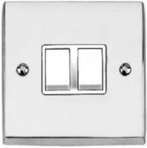 CR992 2 Gang 2 Way Polished Chrome Plate Rocker Switches - Square