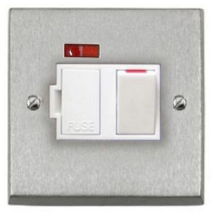 Brushed Chrome Switched Spur Unit + Neon