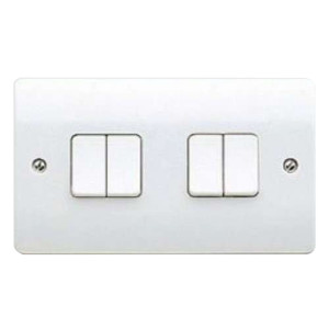 MK Electric Logic Plus Light Switch White 10 Amp 4 Gang Single Pole K4874WHI