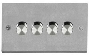 250W Push On/Off Brushed Chrome Mains Voltage Dimmer