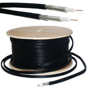 RG6TWIN-BLK-100 Digital RG6 Twin Satellite Low Loss Screened Cable Black 100M