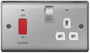 BG NBS70W 45A Cooker Control Unit With 13a Switched Socket & Neon-Brushed Steel