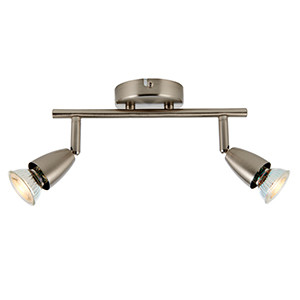 Saxby SAXG2521313 Lighting Amalfi Two Lights Round Halogen Spotlight Brushed Chrome