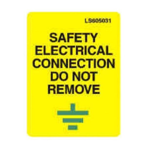 HISPEC LS605031 Safety Electrical Connection Do Not Remove Safety Label