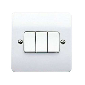 MK Electric Logic Plus Light Switch White 10 Amp 3 Gang Single Pole K4873WHI
