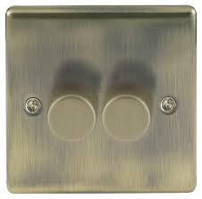 NAB82 Double Intelligent LED Dimmer Switch, 2-Way Push On/Off-Antique Brass