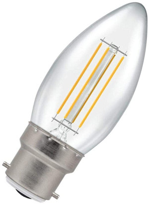 Crompton CRCAN5BCWW 5W LED Filament Candle Lamp Clear Dimmable 2700K BC-B22D