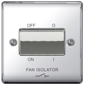 BG Nexus NPC15 Polished Chrome 10 Amp Triple Pole Fan Isolator Wall Switch Plate