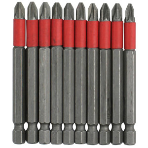 Dekton DT65414 10 Piece 75mm Non-Slip Pozi* PZ2 Power Drill Screwdriver Bit Set