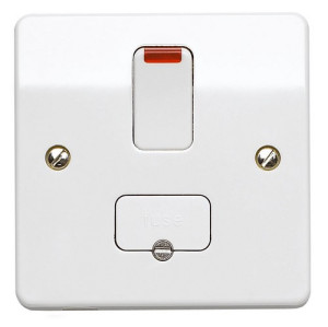 MK Switched Fused Spur with Neon 13A White Double Socket Brand New
