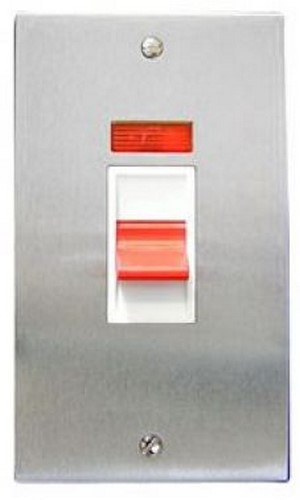 BC961 50A Double Pole Brushed Chrome Cooker With White Insert And Neon
