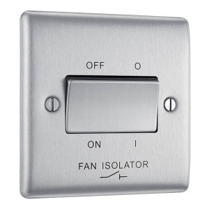 BG Nexus NBS15 Brushed Steel 10 Amp Triple Pole Fan Isolator Wall Switch Plate