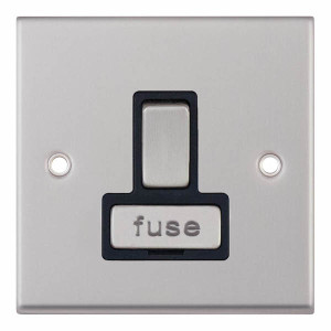 Selectric 13A Double Pole Switched Fused Connection Unit in Satin Chrome with Black Insert, 7MPRO, 7MPRO-228