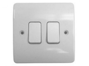 MK Electric Logic Plus Light Switch White 10 Amp 2 Gang Single Pole K4872WHI