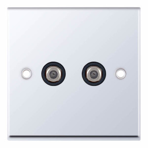 Selectric 7MPRO-545 2 Gang Satellite Socket in Polished Chrome with Black Insert, 7MPRO