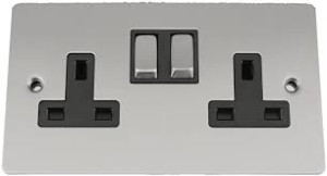 Twin Plate With Black Brush Satin Chrome T03.694.WH-BRU