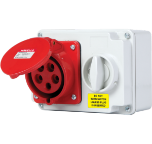 Shayla II2331R 32A 3P+E 380-415V Waterproof Interlock Switched Socket 6H Red