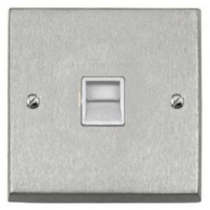 BC966 1 Gang Classic Brushed Chrome Slave Screw Telephone Socket