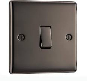 BG Nexus NBN12 Black Nickel Single Switch 2 Way Metal Light Switch Plate