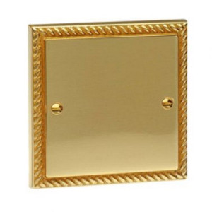 HG931 2G Single Plate Georgian Brass Rope Edge 1 Gang Flat Blank Plate