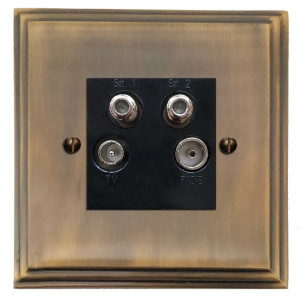 Quad Socket Antique Brass T91.618.BK