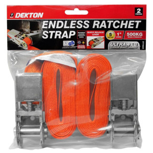 Dekton DT70629 2 Piece 25mm X 5m Endless Ratchet Strap Set