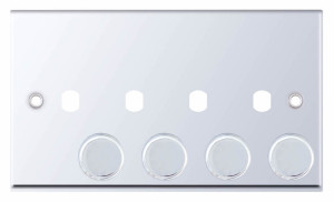 Selectric 7MPRO-373 4 Gang Polished Chrome With Knobs Empty Dimmer Plate, 7MPRO
