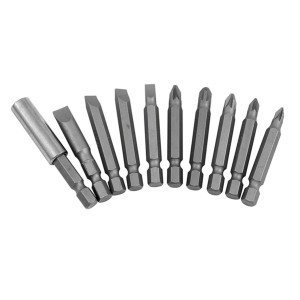 Dekton DT65428 10PC 50mm Flat & Pozi Power Bit Set With Bit Holder