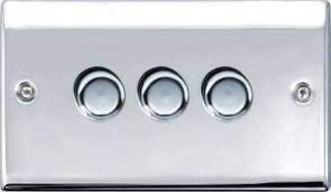 BG NPC83 Triple Intelligent LED Dimmer Switch, 2-Way Push On/Off-Polished Chrome