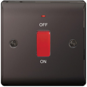 BG NBN74 Nexus Metal Black Nickel 1G DP Cooker Switch with Neon 45A