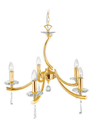 Firstlight Iris 5 light fitting in Polished Brass with crystal