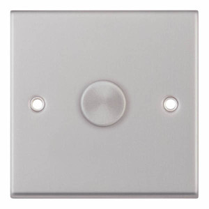 Selectric 1 Gang 2 Way 1000W Dimmers Push On / Off in Satin Chrome with White Insert, 7MPRO, 7MPRO-112